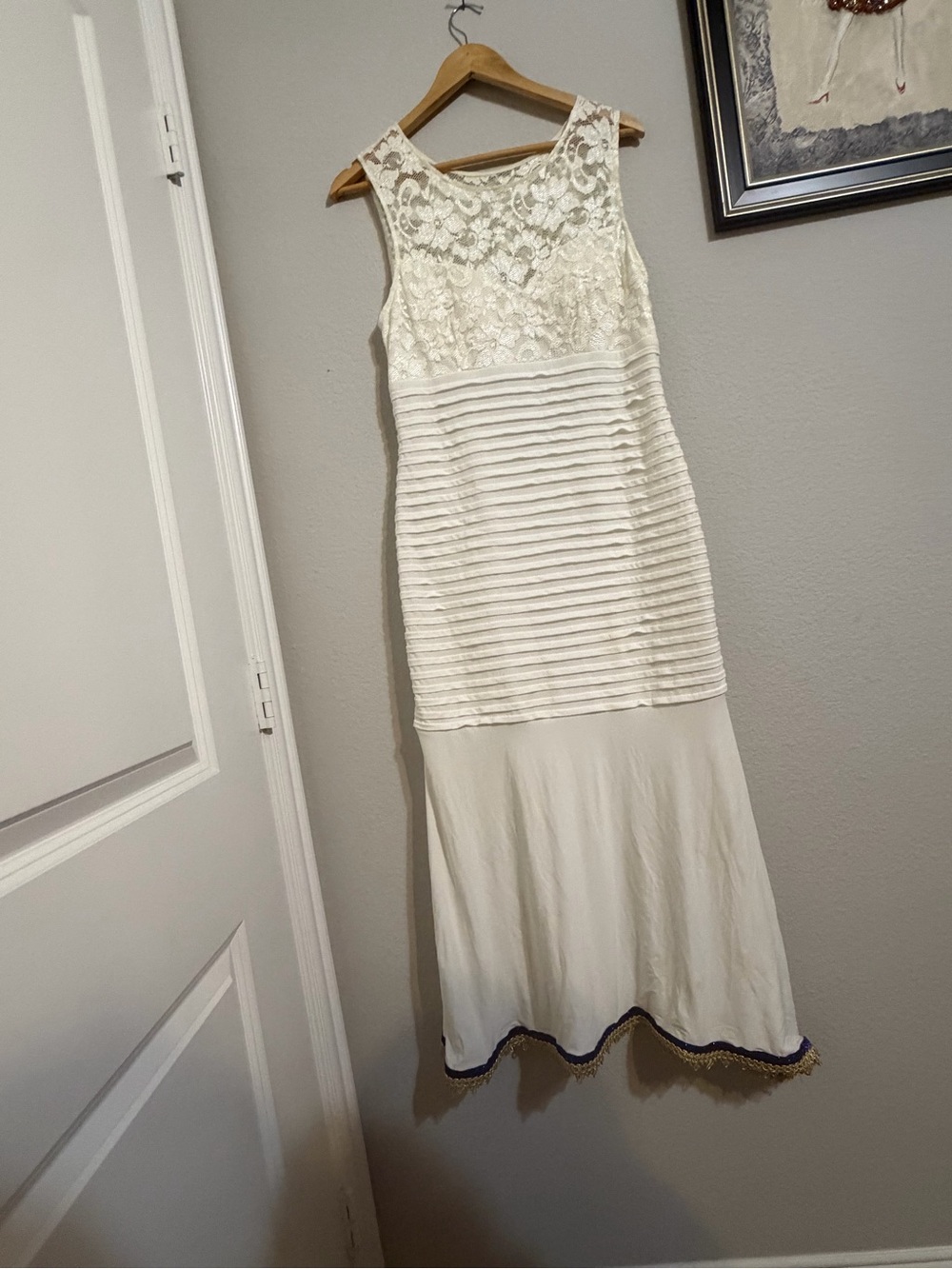 B Darlin Ivory Lace and Trim Maxi Dress